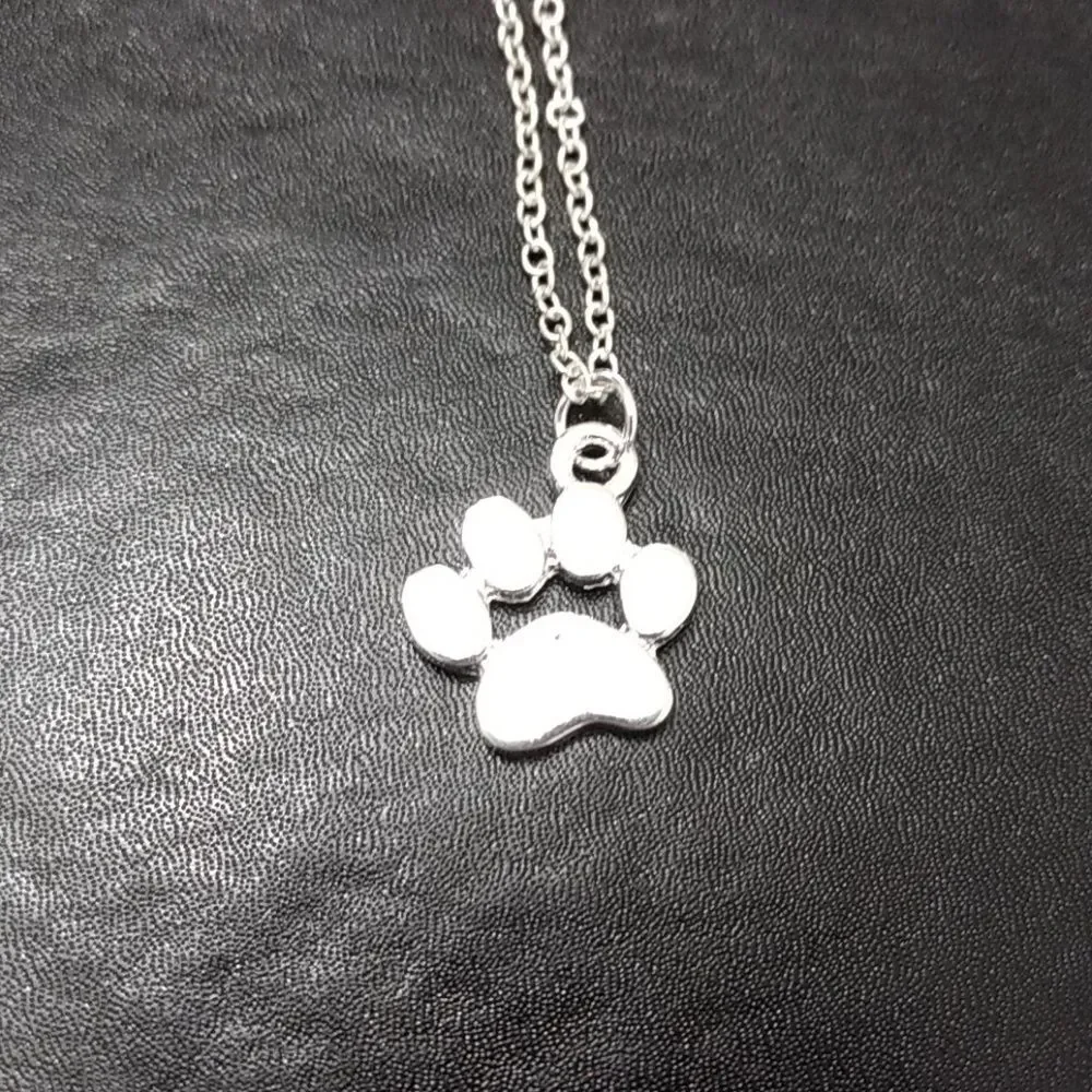 Paw print necklace earrings and bracelet matching set
